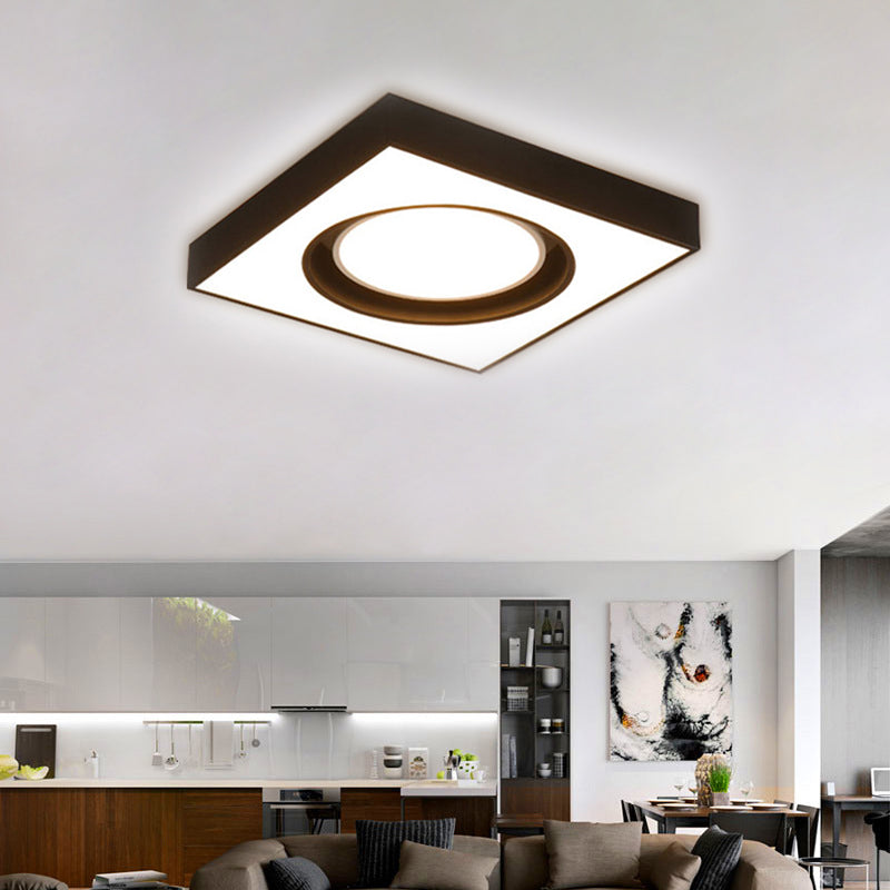 Luz empotrada LED moderna cuadrada de acrílico para montaje en techo en blanco y negro para sopa de tela