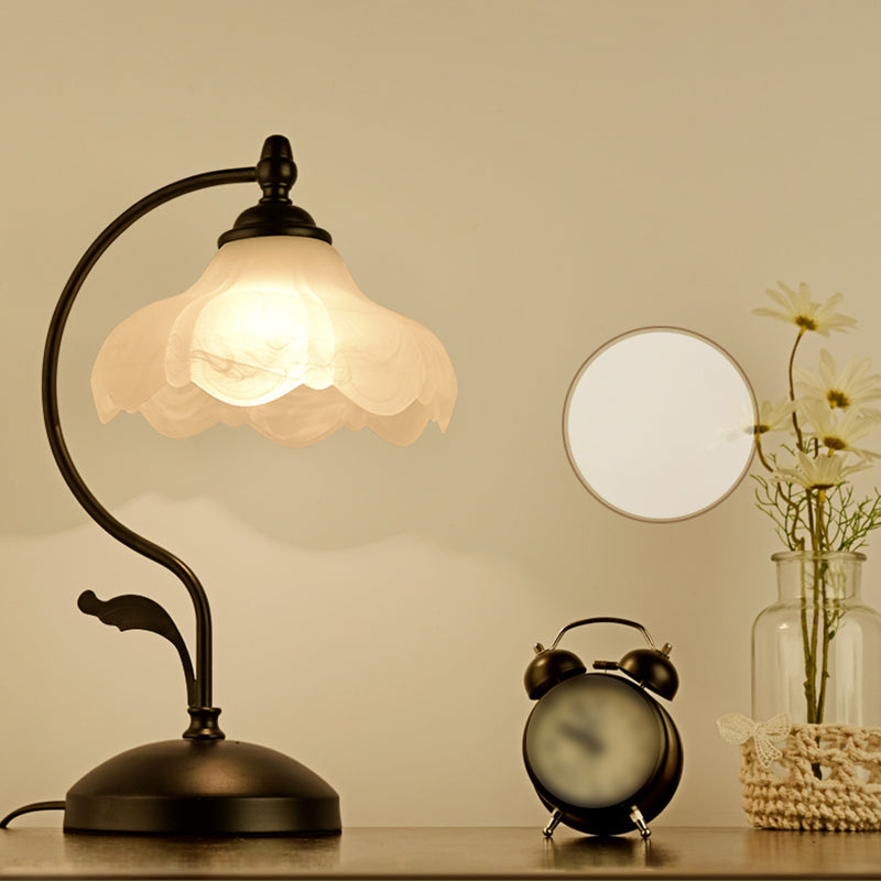 Glass Flower Table Light Contemporary Style Nights and Lamp for Bedroom