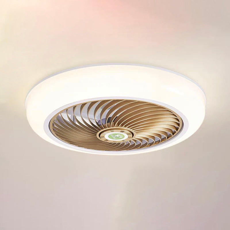 Runde Wohnheimraum LED Deckenventilator Metallic Nordic Semi Flush Mount Lighting