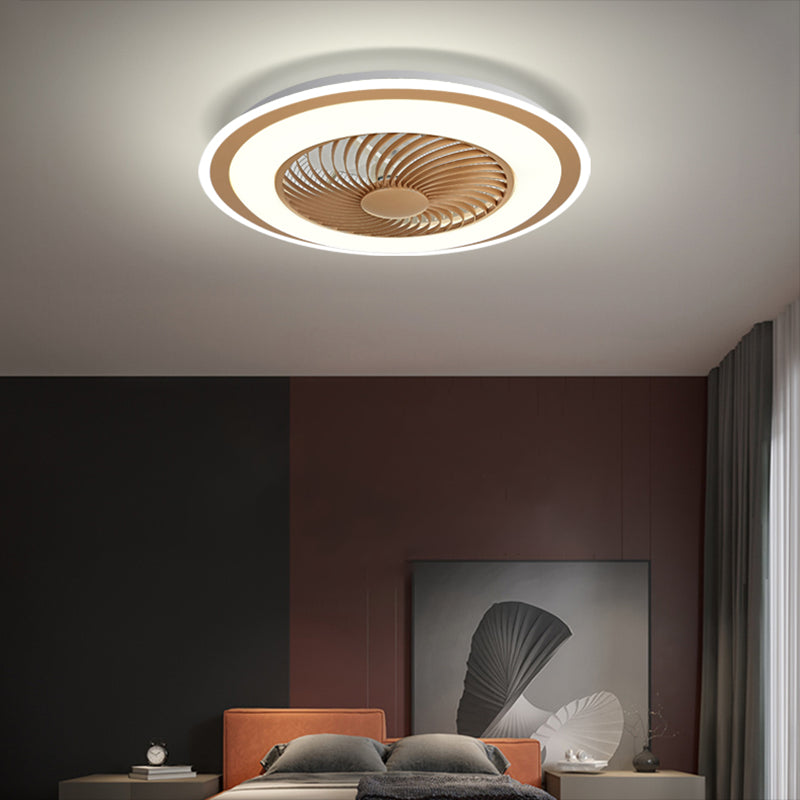 Runde Wohnheimraum LED Deckenventilator Metallic Nordic Semi Flush Mount Lighting