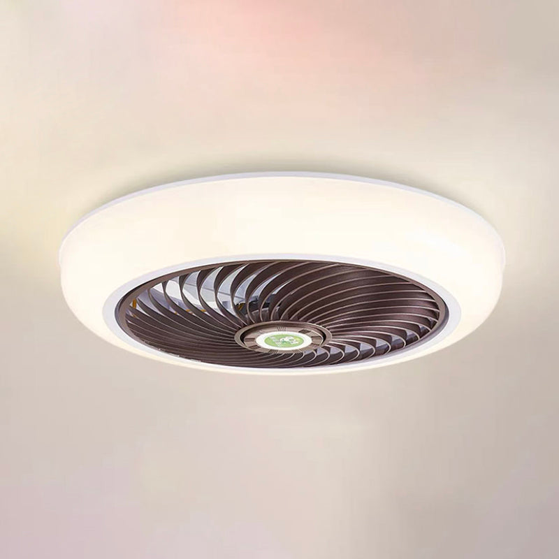 Runde Wohnheimraum LED Deckenventilator Metallic Nordic Semi Flush Mount Lighting