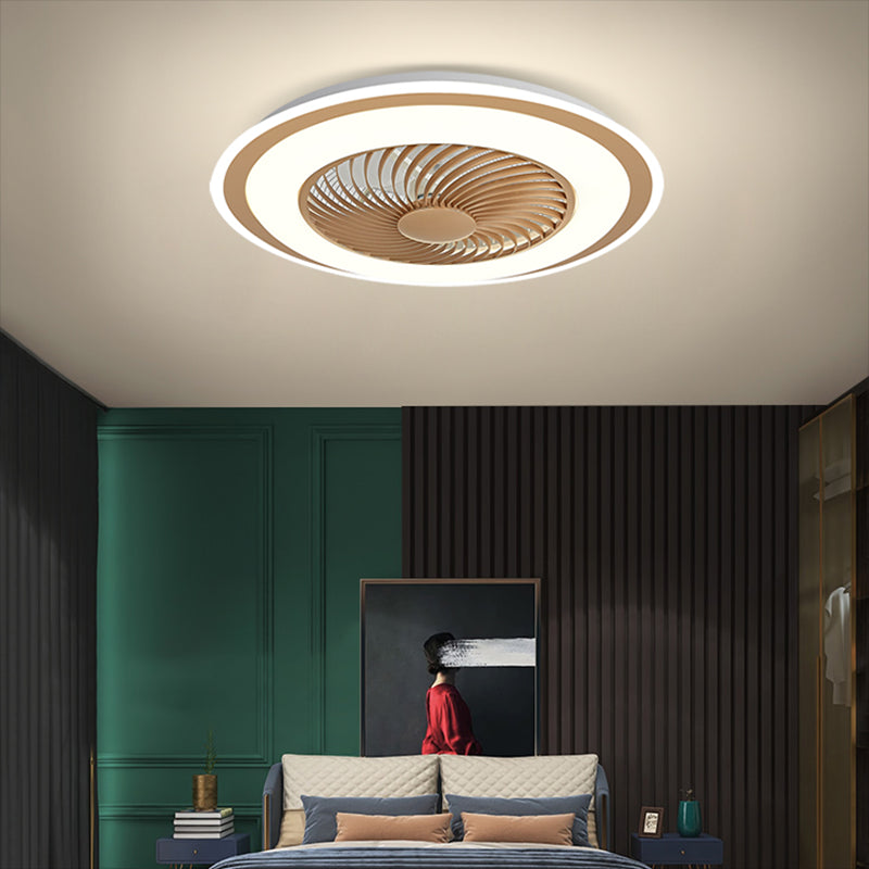 Runde Wohnheimraum LED Deckenventilator Metallic Nordic Semi Flush Mount Lighting