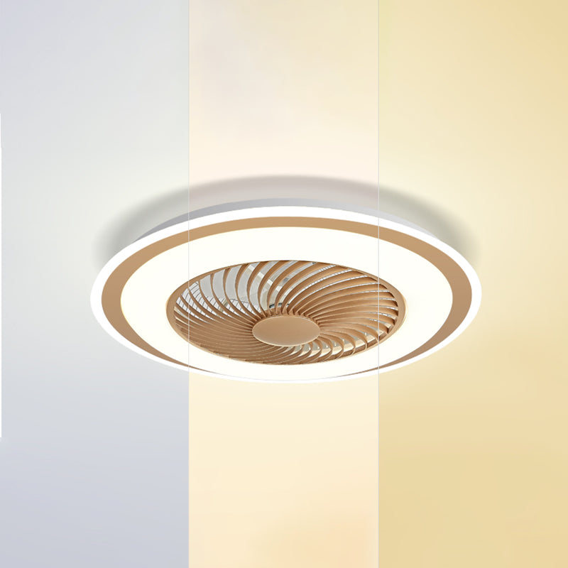 Runde Wohnheimraum LED Deckenventilator Metallic Nordic Semi Flush Mount Lighting