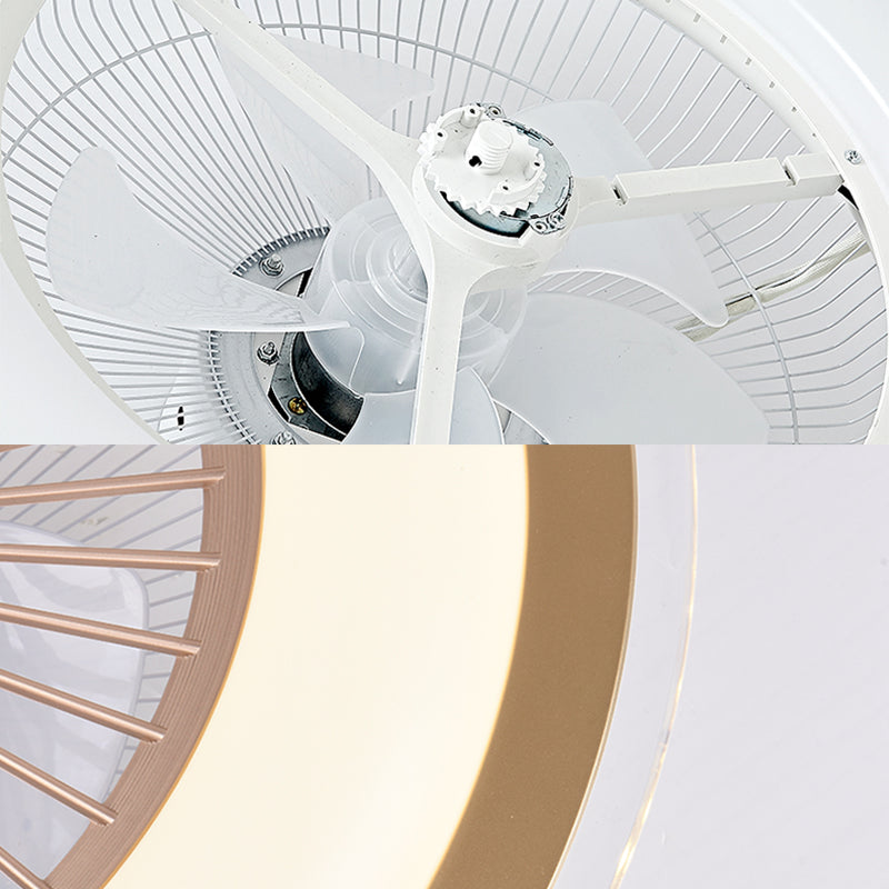 Runde Wohnheimraum LED Deckenventilator Metallic Nordic Semi Flush Mount Lighting