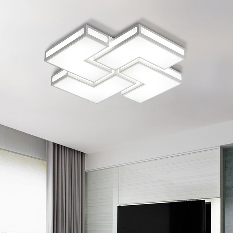 Adult Bedroom Square Flushmount Light Acrylic Contemporary White/Black and White LED Ceiling Lamp