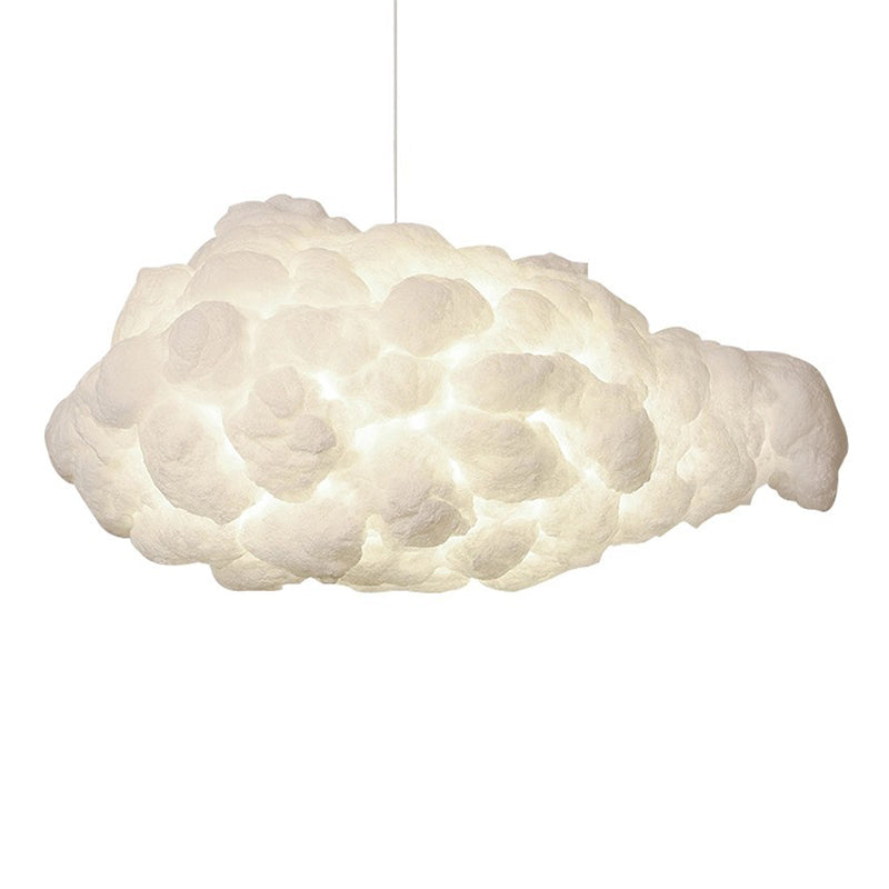 White 1-Light Modern Hanging Lamp Kit Cloud Silk Pendant for Dining Room