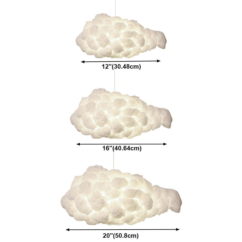 Kit lampada a sospensione moderna bianca a 1 luci a sospensione di seta ciondolo per sala da pranzo