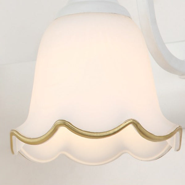 Multi Lights Flower Wall Light Sconces Modern Style White Glass Wall Mounted Vanity Lights