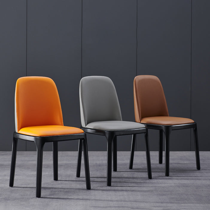 Contemporary Style Leather Chair Wooden Parsons Armless chair for Dining Room