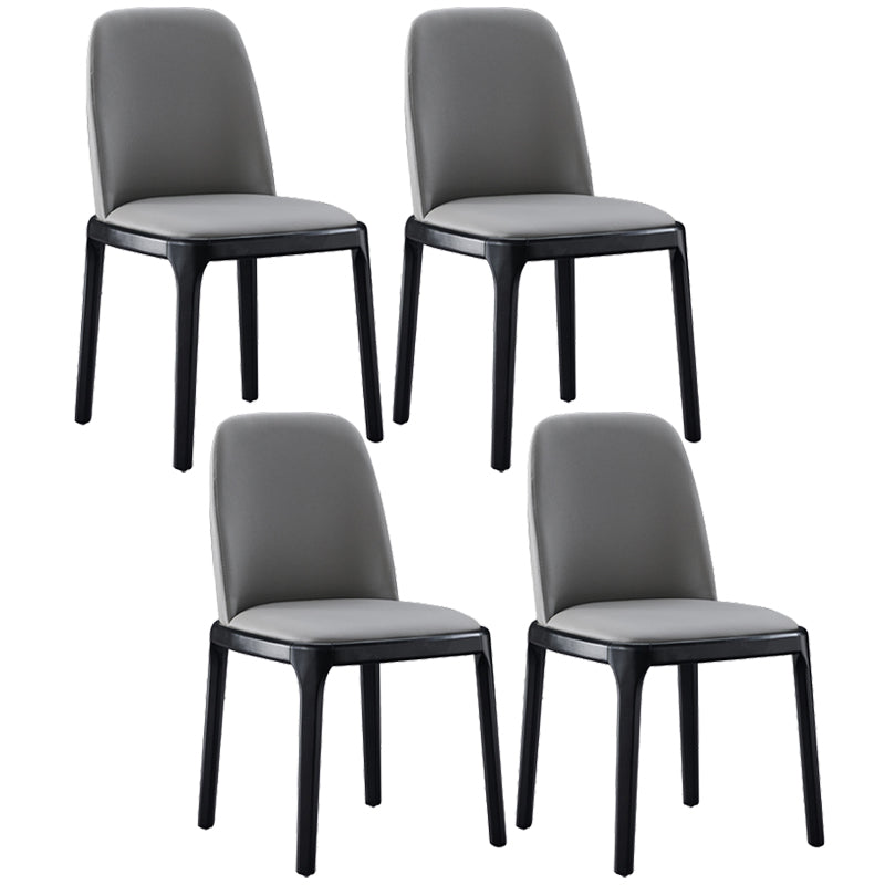 Contemporary Style Leather Chair Wooden Parsons Armless chair for Dining Room