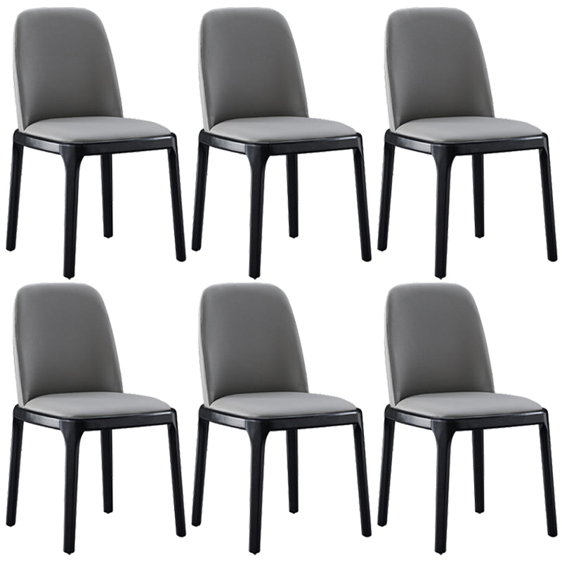 Contemporary Style Leather Chair Wooden Parsons Armless chair for Dining Room