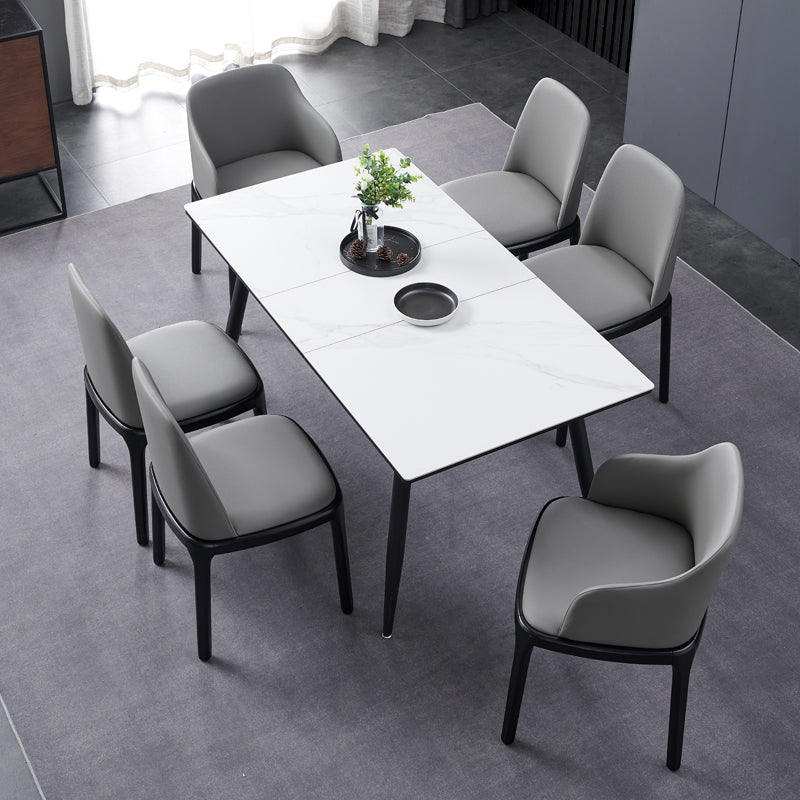 Contemporary Style Leather Chair Wooden Parsons Armless chair for Dining Room