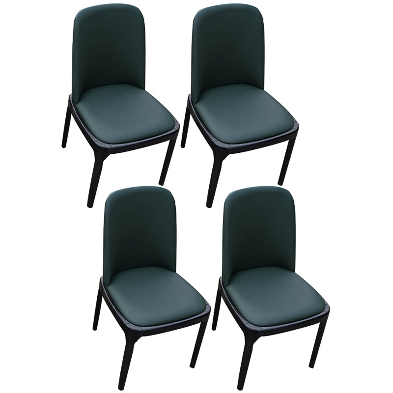Contemporary Style Leather Chair Wooden Parsons Armless chair for Dining Room