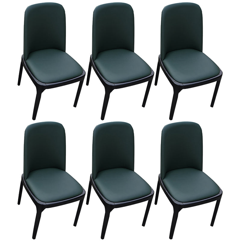 Contemporary Style Leather Chair Wooden Parsons Armless chair for Dining Room