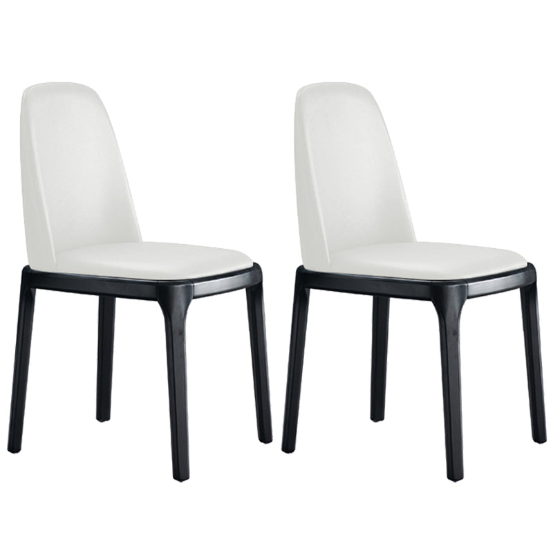 Contemporary Style Leather Chair Wooden Parsons Armless chair for Dining Room