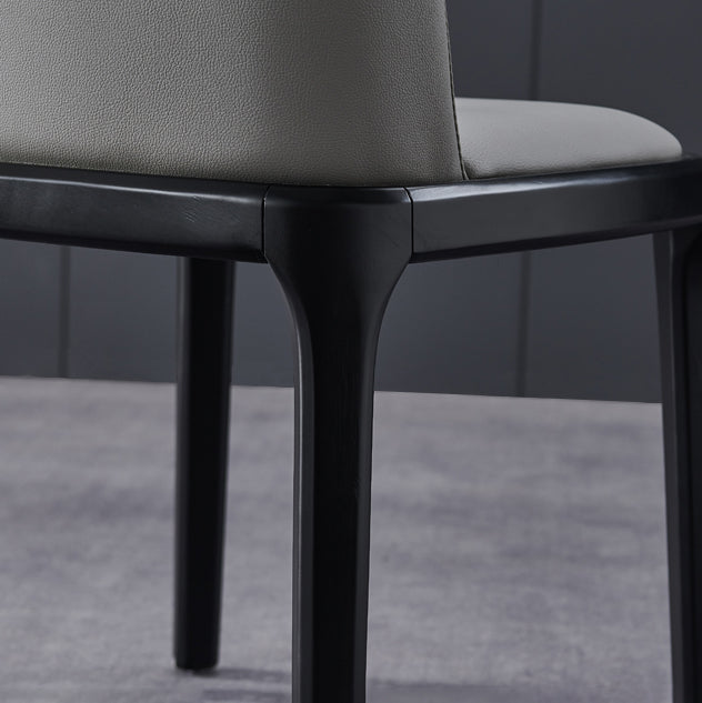 Contemporary Style Leather Chair Wooden Parsons Armless chair for Dining Room