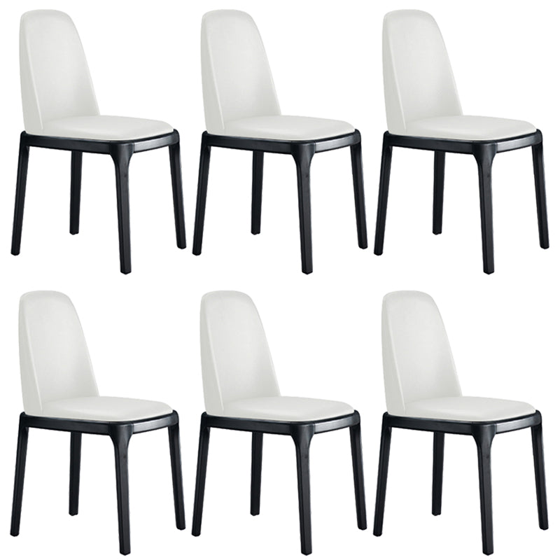 Contemporary Style Leather Chair Wooden Parsons Armless chair for Dining Room