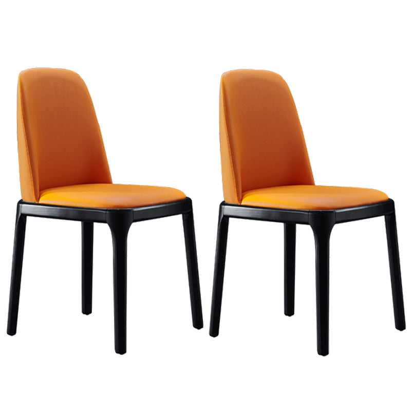 Contemporary Style Leather Chair Wooden Parsons Armless chair for Dining Room