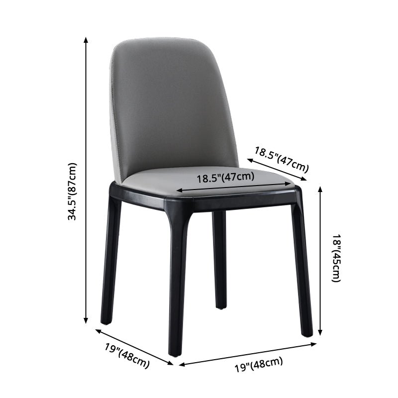 Contemporary Style Leather Chair Wooden Parsons Armless chair for Dining Room
