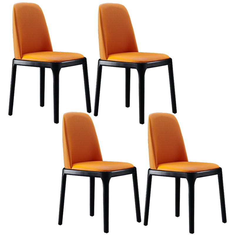 Contemporary Style Leather Chair Wooden Parsons Armless chair for Dining Room