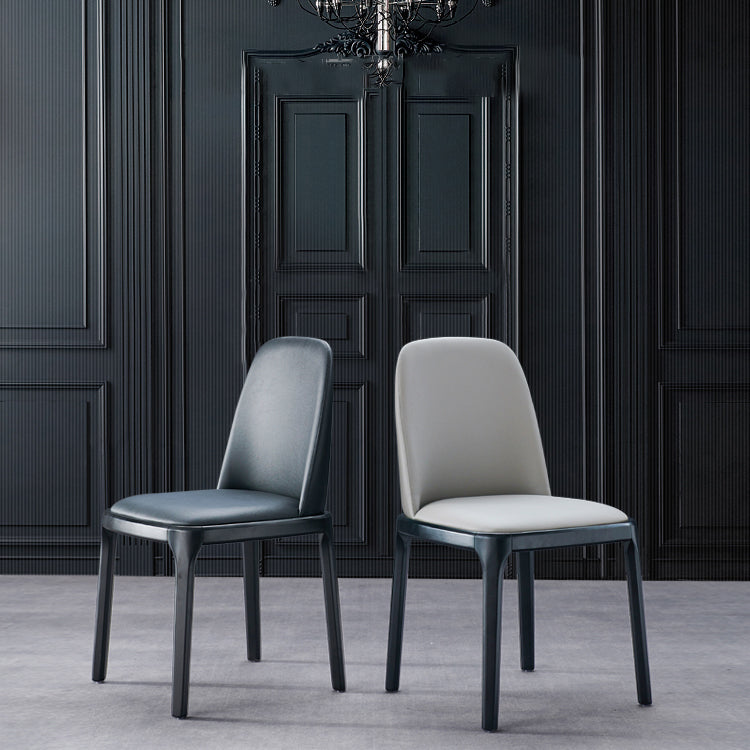 Contemporary Style Leather Chair Wooden Parsons Armless chair for Dining Room