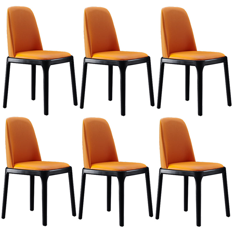 Contemporary Style Leather Chair Wooden Parsons Armless chair for Dining Room