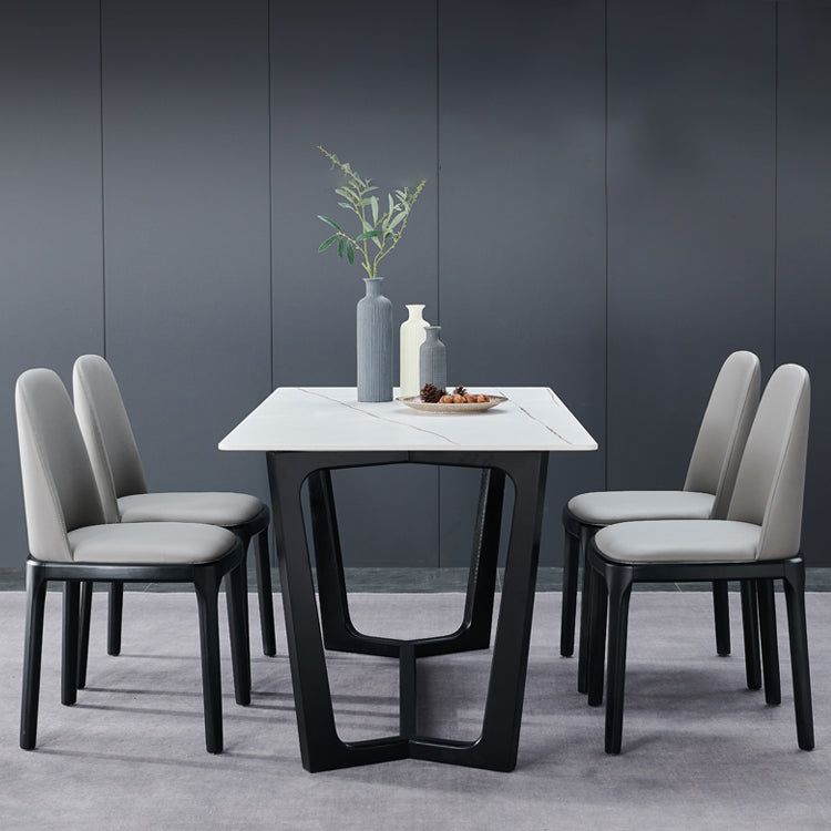 Contemporary Style Leather Chair Wooden Parsons Armless chair for Dining Room