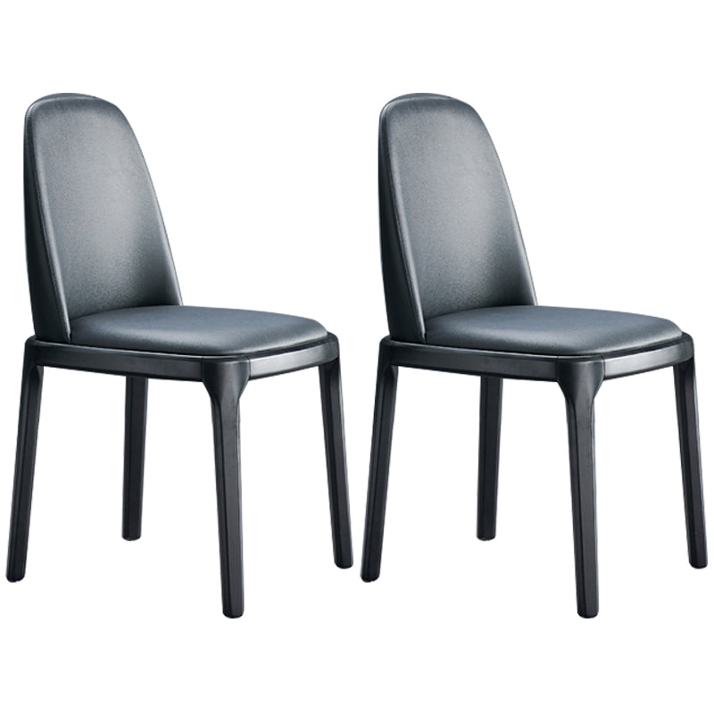 Contemporary Style Leather Chair Wooden Parsons Armless chair for Dining Room