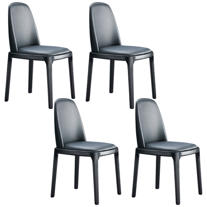 Contemporary Style Leather Chair Wooden Parsons Armless chair for Dining Room