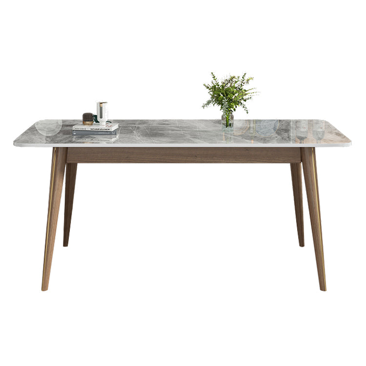 Modern Style Sintered Stone Dining Table 4 Legs Rectangular Table in Grey