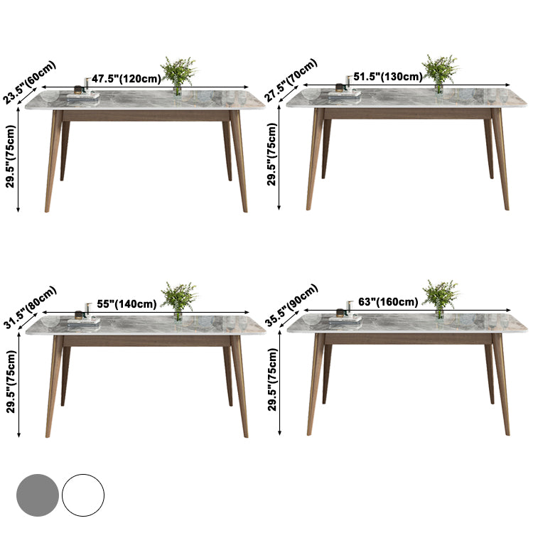 Modern Style Sintered Stone Dining Table 4 Legs Rectangular Table in Grey
