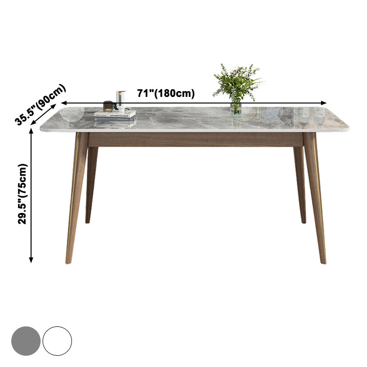 Modern Style Sintered Stone Dining Table 4 Legs Rectangular Table in Grey