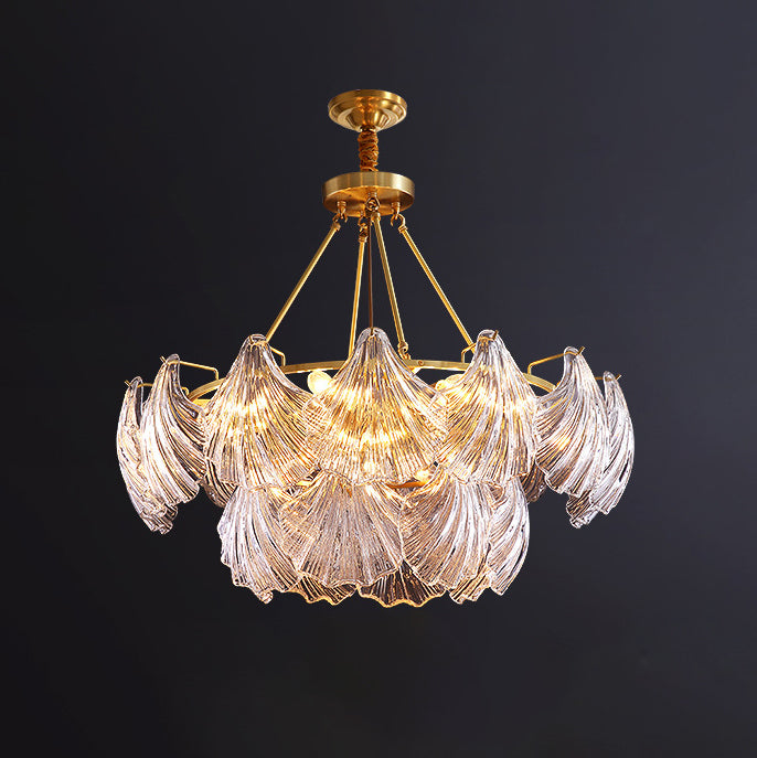 Shell Chandelier Light Fixture Vintage Clear Glass Pendant Lighting for Restaurant