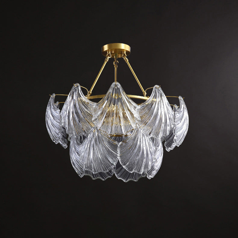 Shell Chandelier Light Fixture Vintage Clear Glass Pendant Lighting for Restaurant