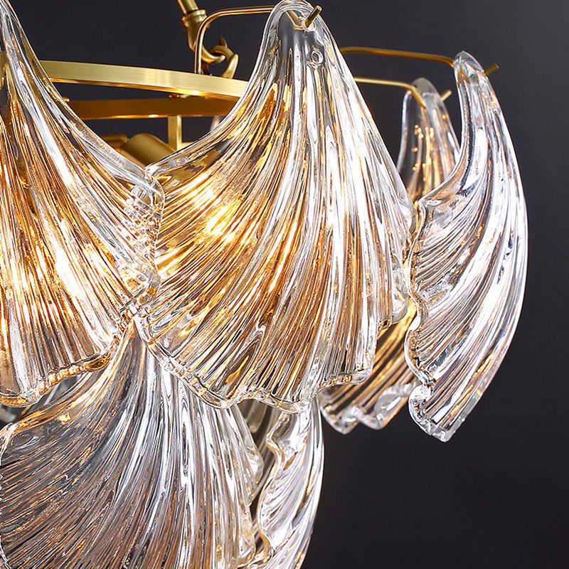 Shell Chandelier Light Fixture Vintage Clear Glass Pendant Lighting for Restaurant