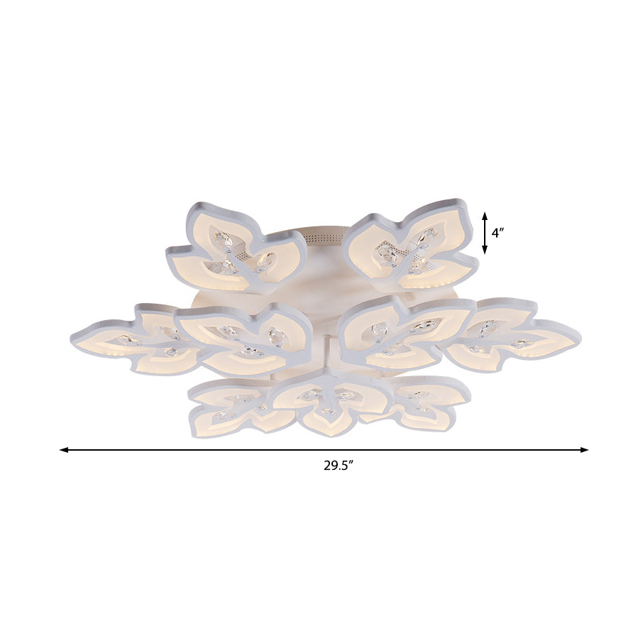 Lámpara de techo de restaurante de oficina acrílico moderno elegante con iluminación cálida/blanca LED Semi Flush Light in White