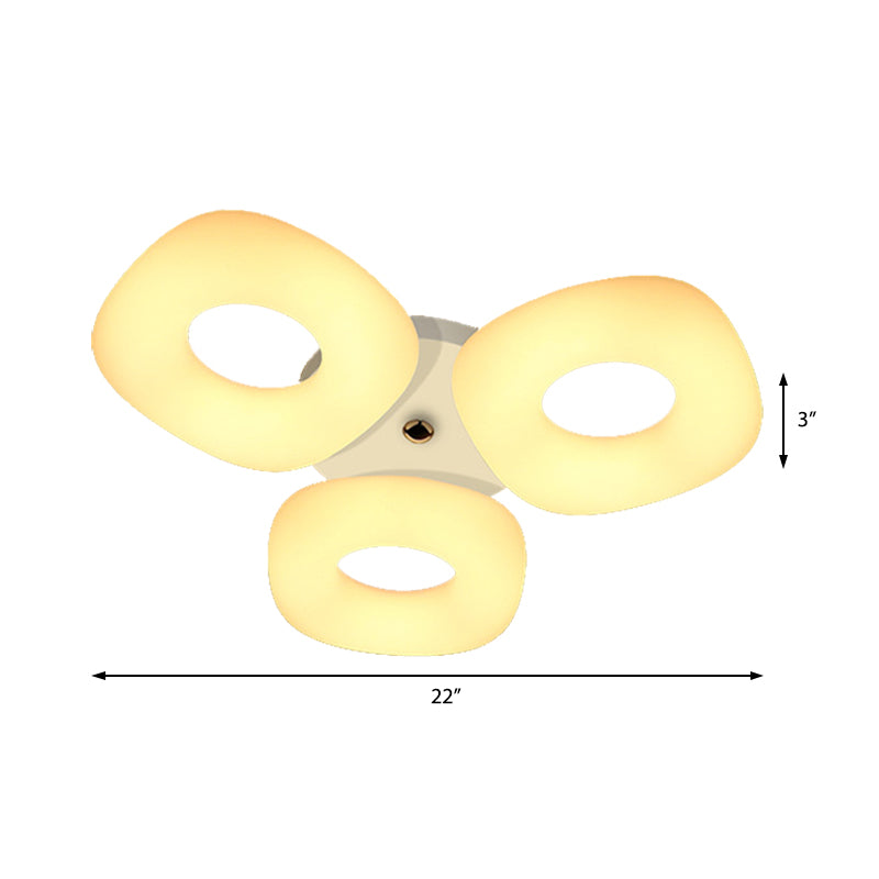 Circolo di luce del soffitto bianco a filo bianco contemporaneo 3/4 teste a soffitto a LED per la camera da letto del soggiorno