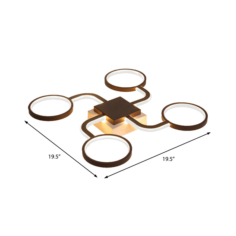 Sputnik Flush Luz de techo con sombra de anillo 4/6/8 cabezas de techo de hierro nórdico luz de montaje de montura en negro