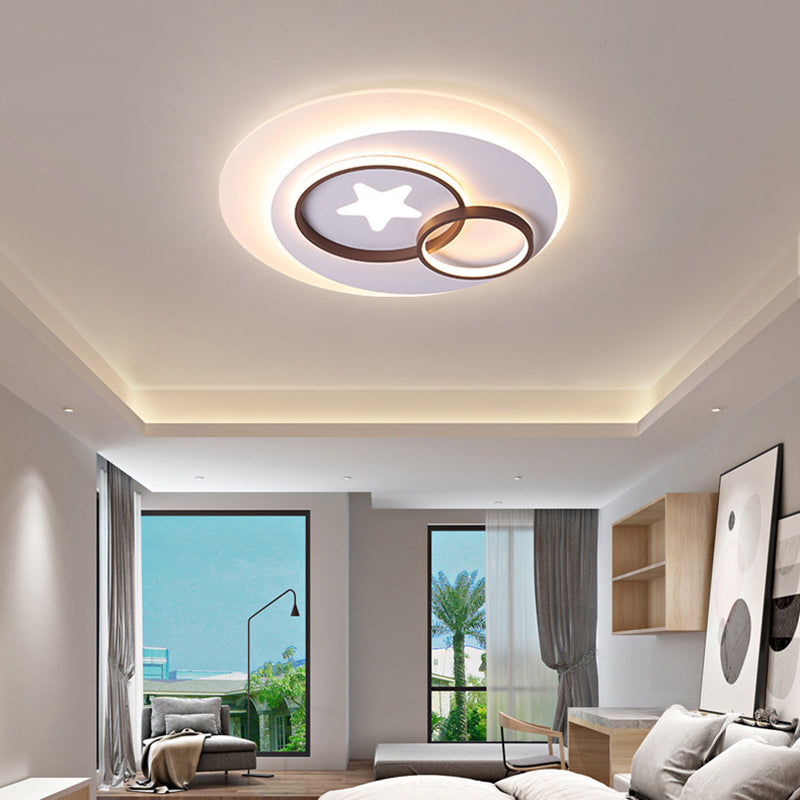 White Circles Flush Mount Lighting with Star Contemporary Led Indoor Flush Lamp in Warm/White, 16.5"/20.5"/24.5"/31" W