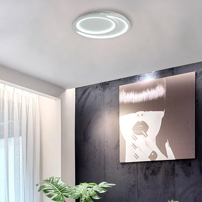 White Ripple Flush Lighting Modern Simple Metal Led Flushmount Light, 16"/19.5"/23.5" Wide