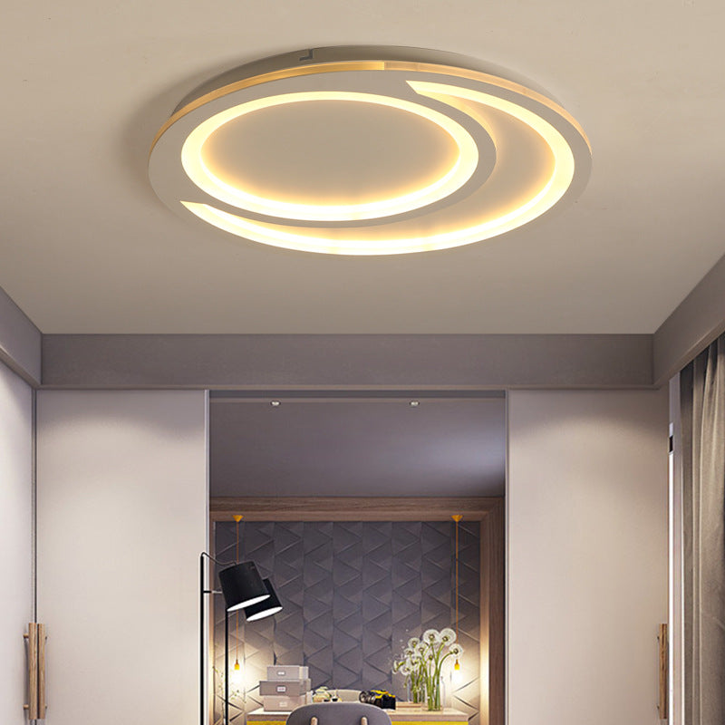 White Ripple Flush Lighting Modern Simple Metal Led Flushmount Light, 16"/19.5"/23.5" Wide