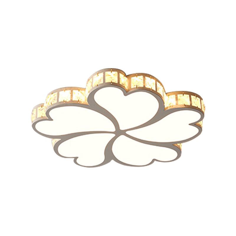 Éclairage encastré en métal Clover avec plafonnier contemporain à LED en cristal K9 transparent en noir/blanc