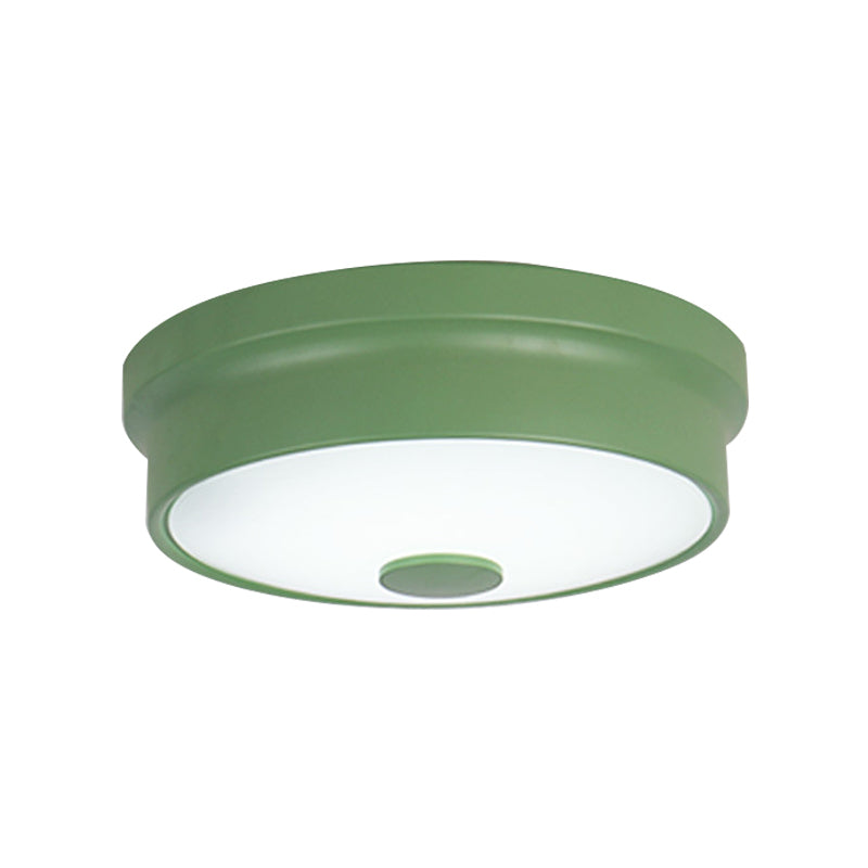 Macaron Drum Lampada da incasso a soffitto in metallo a LED per cameretta dei bambini Illuminazione da incasso in nero/verde/rosa/giallo con diffusore in vetro smerigliato