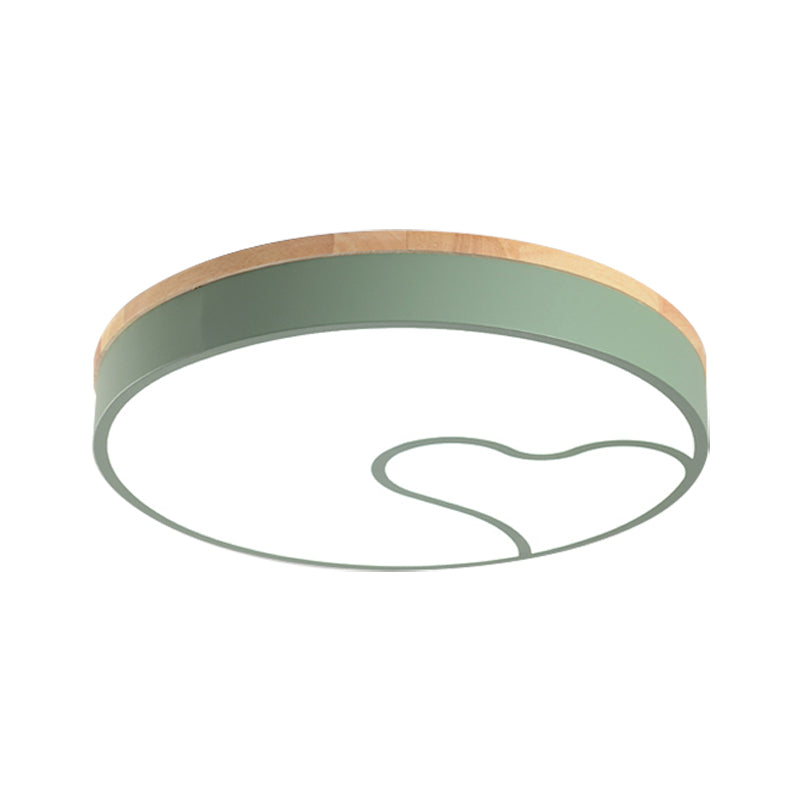 Led Nordic Flush Light met Metal Round Shade Groen/Grijs/Wit Plafond Flush Lamp in Warm/Wit