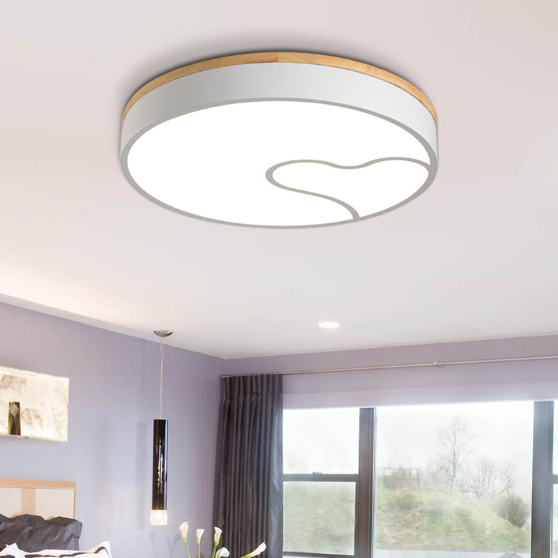Led Nordic Flush Light met Metal Round Shade Groen/Grijs/Wit Plafond Flush Lamp in Warm/Wit