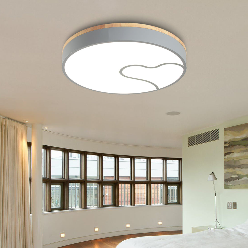 Led Nordic Flush Light met Metal Round Shade Groen/Grijs/Wit Plafond Flush Lamp in Warm/Wit