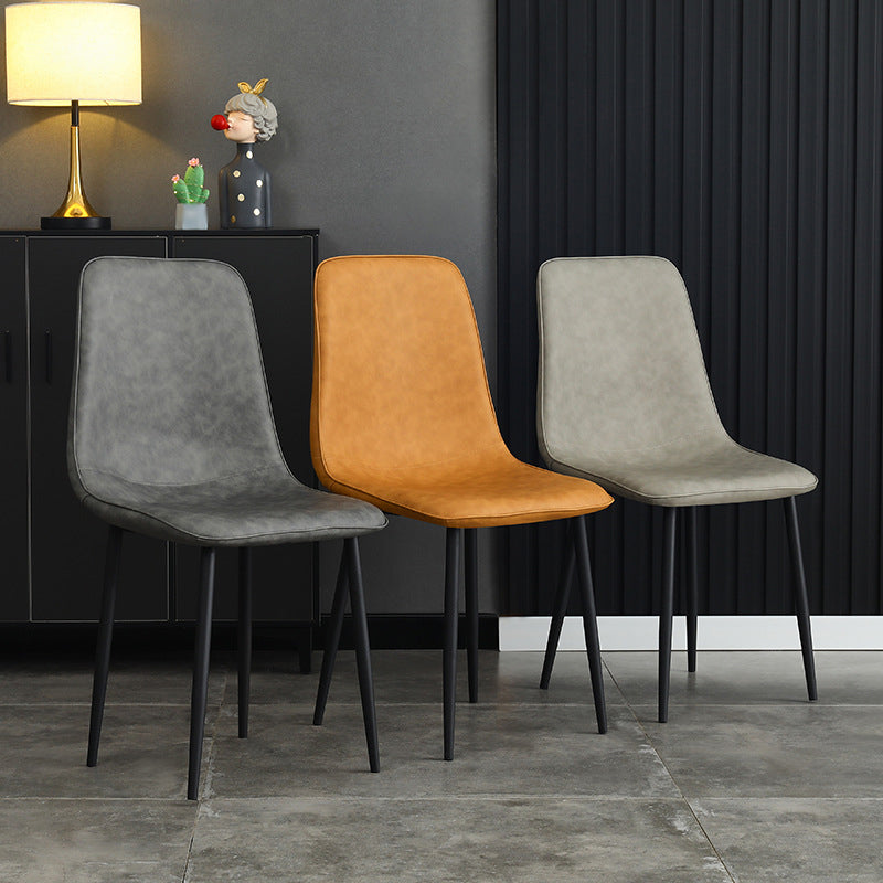 Contemporary Style Metal Chair Kitchen Dining Solid Back Dining Side Chairs