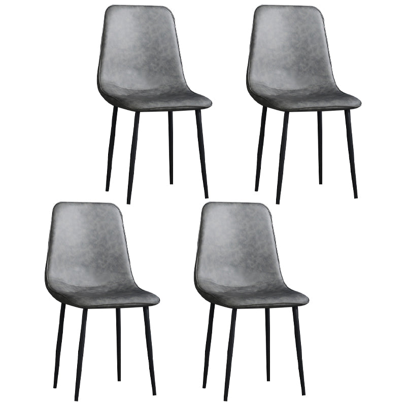 Contemporary Style Metal Chair Kitchen Dining Solid Back Dining Side Chairs