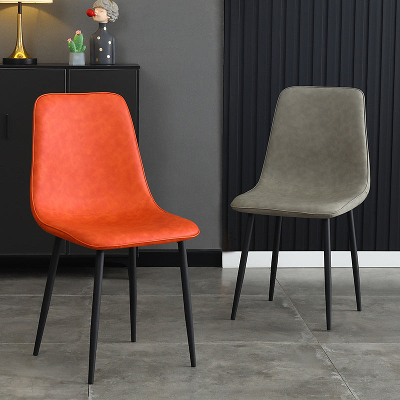 Contemporary Style Metal Chair Kitchen Dining Solid Back Dining Side Chairs