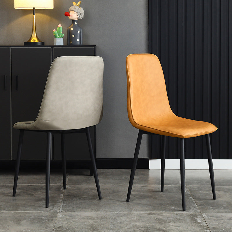 Contemporary Style Metal Chair Kitchen Dining Solid Back Dining Side Chairs
